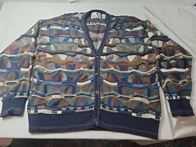 Cárdigan Suéter Vintage Florence Tricot Para Hombre Talla 2XL 27x29 Tejido 3D Años 90 Biggie Foto 1 de 4