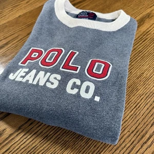 Men's Vintage 1990's RARE Ralph Lauren POLO Jeans Co LOGO Sweater Crewneck Sz M - Picture 1 of 13