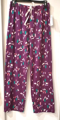 Hue Women's Dogs In The Wild Mid-Rise Pajama Pants Pic Beet Size X-Large - Image 1 of 3