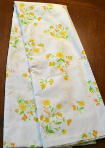 Vintage Twin Flachbettlaken JP Stevens 50/50 Funky Mod Blumen gelb grün orange - Bild 1 von 5