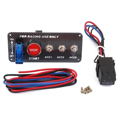 Racing Car 12V Blue LED Toggle Ignition Switch Panel Start - Image 1 of 4