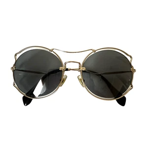 Miu Miu MU50S Sunglasses Authentic Gold Frame Made in Italy Like New Condition - Picture 1 of 10