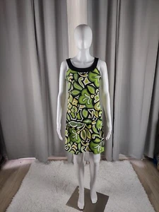 Kim Rogers Signature Petite Green White Black, Tan, Patterned Midi Dress Size 4P - Picture 1 of 11