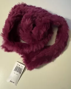 Neu mit Etikett Adrienne Landau weicher Kaninchenfell Schal Gürtel weinrot burgunderrot Einzelhandel $ 50 - Bild 1 von 11