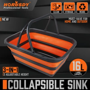 Adjustable Collapsible Sink 16L Large Portable Basket Wash Basin Outdoor Camping - Picture 1 of 9