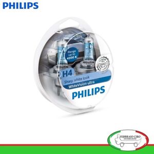 2 Lampade Philips H4 White Vision Ultra 4200K 12v 55/60 W Sharp White Look