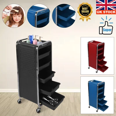 6 Layer Salon Trolley Chrome Frame Storage Cart Barber Hairdressing Beauty UK