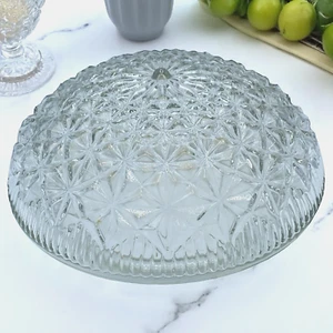 Vintage Mid-Century Glass Flush Mount Ceiling Light Fixture Cover Shade - Picture 1 of 8