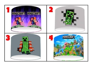 PIXELS g MINECRAFT GAMING CEILING LIGHT SHADE TABLE LAMPSHADE-4 DESIGNS-3 SIZES - Picture 1 of 9