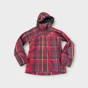 Pink Gray Plaid North Face Hyvent Hooded Jacket Girls Youth M Medium 10/12 - Picture 1 of 8