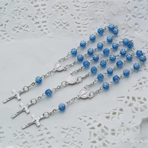 Baptism (24 PCS) Rosebud Mini Rosary Christening 1st Communion Sweet 15 JA164Blu - Picture 1 of 4