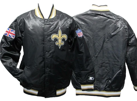 New Orleans Saints Mens Sizes S-M-L-XL-2XL England Flag Black Starter Jacket Cover