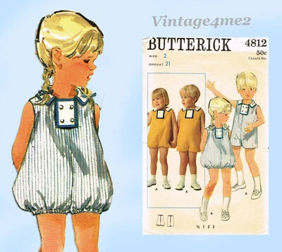 1960s Vintage Butterick Sewing Pattern 4812 Uncut Baby Girls Bubble Romper Sz 2 - Image 1 of 4