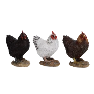 Gartenfigur Huhn stehend Dekofigur 3er-Set braun schwarz weiß Bauernhof Ostern - Picture 1 of 41