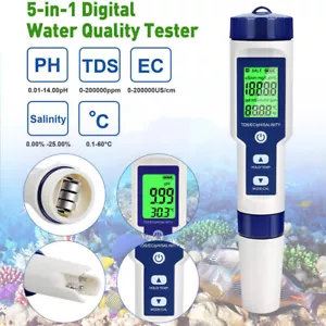 5 in 1 PH+TDS EC Digital Tester Wassertest Meter Messgerät Leitwertmessgerät NEU - Bild 1 von 12
