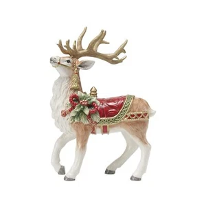 Fitz and Floyd Holiday Home Deer Ceramic Figurine, 12.5 inch, Red - Bild 1 von 4