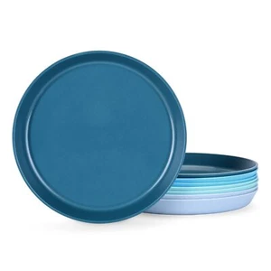 set Of 8 Dinner Plates Wheat Straw Fiber Plate Sets Unbreakable Environment Fr - Picture 1 of 7