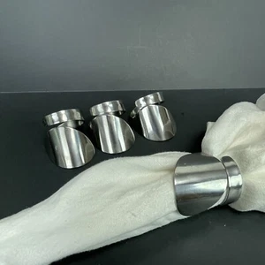 SilverTone Spoon Metal Napkin Rings Set 4 Cottagecore Maximalism Holder vtg - Picture 1 of 8