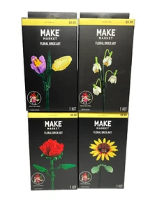 Lote de 4 arte de ladrillo floral Make Market Tulip Lilly girasol rosa 539 piezas - Imagen 1 de 6