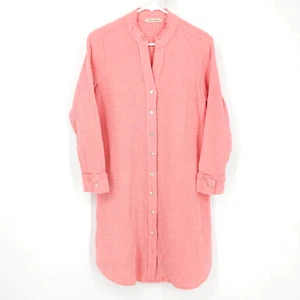 Soft Surroundings Rokoko hauchdünn Knopfleiste Langarm Hemd Kleid koralle Gr. S - Bild 1 von 4