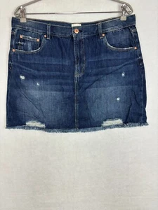 Just Jeans Womens Mini Skirt Size 16 Distressed Shredded Hem Whiskered Mid Rise - Picture 1 of 7