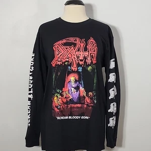 Camiseta DEATH Scream Bloody Gore L GRANDE Manga Larga Negra Para Hombre Banda Logo - Imagen 1 de 6