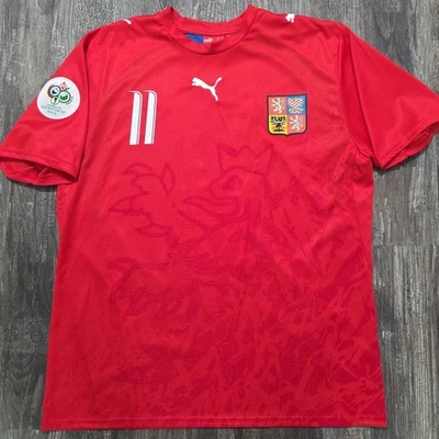 2006 Puma Czech Republic Away Soccer Jersey Pavel Nedvěd Men L World Cup Juve - Image 1 of 4