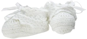 Lillian Rose White Crocheted Baby Booties Baptism 0-6 months - Picture 1 of 2