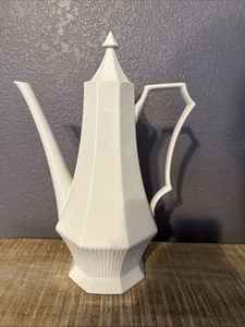 Vtg Independence Ironstone Interpace White Teapot Coffee Tall Japan 12 1/2"H - Imagen 1 de 5