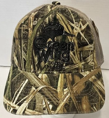 Ducks Unlimited Green Wing Mossy Oak Camo Snapback Baseball Hat Youth OSFA - Image 1 of 4