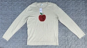 NWT J. Crew Women's Teddie Sequin Apple Lightweight Sweater in Tan; Size Large - Picture 1 of 5