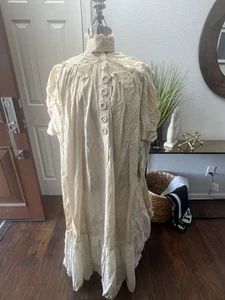 Antiguo Camisón Eduardiano Años 1900 Vestido Encaje Botón Delantero - Imagen 1 de 20