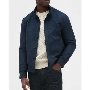 Banana Republic Men's Long Sleeve Vegan Suede Button Front Jacket Size L Navy - Picture 1 of 6