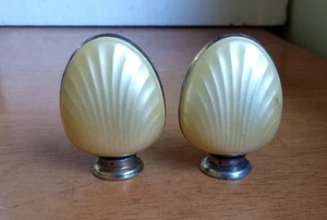 VINTAGE THUNE STERLING SILVER & ENAMEL SHELL FIGURAL SALT & PEPPER SHAKERS RARE - Picture 1 of 8