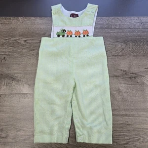 Lil Cactus Seersucker Smocked Pumpkin Romper John John Sz 6-12 Month Fall Train - Picture 1 of 9