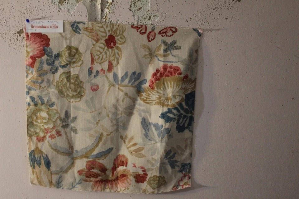 Brunschwig & Fils, Edenwood, Handblocked Floral, 18" W X 18" L, Color Red/Blue - Image 1 of 1