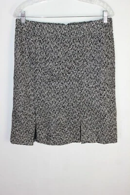 Falda para mujer Cynthia Rowley negra blanca mezcla de lana abertura múltiple talla 6 Foto 1 de 4