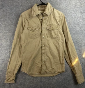 Camisa Hollister California Manga Larga Para Hombre Pequeña Beige Abotonada Pana - Imagen 1 de 8