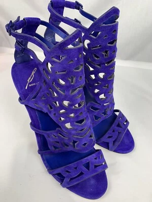 Salto gladiador Brian Atwood tamanho 9 camurça roxa corte a laser La Plata - Imagem 1 de 4