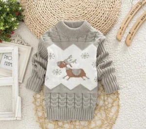 Girl Kids Toddler Deer Knitted Sweater Pullover Jumpers Winter Baby Cardigan Top - Picture 1 of 13