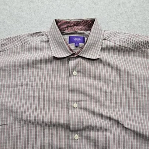 Tallia Men's Large Multi Mini Checkered Brown and Red Button-Down Shirt - Picture 1 of 12