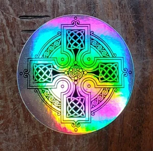 Keltenkreuz Irisch Schottischer Wikinger holografischer Aufkleber Vinyl 3 Zoll - Bild 1 von 3