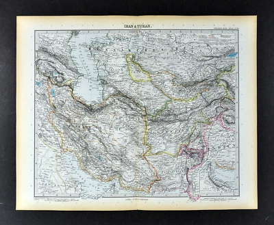 1892 Stieler Map Persia Iran Iraq Afghanistan Pakistan Punjab Russia Kabul Asia - Image 1 of 2