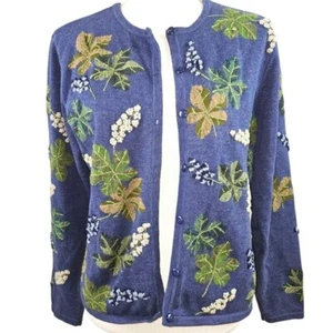 Cardigan Talbots misto lana ricamato di taglia media - Foto 1 di 6
