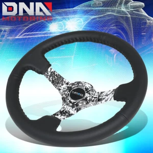 NRG RST-036DC-R 350MM 3"DEEP DISH LEATHER CAMO SPOKE STEERING WHEEL+HORN BUTTON - Picture 1 of 5