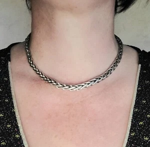 05J24 COLLIER CHAÎNE RAS DE COU FEMME MAILLE PALMIER ARGENT MASSIF 925 69 G - Photo 1 sur 8