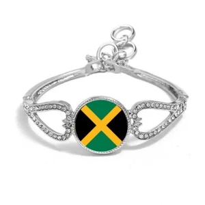 Jamaica Silver Colour Heart Bracelet With Diamantes And Gift Bag - Picture 1 of 4