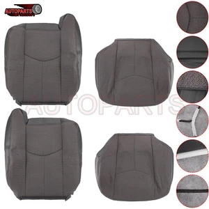 For 03-07 Silverado Sierra 1500 2500 3500 Front Bottom Top Cloth Seat Cover Gray - Picture 1 of 16