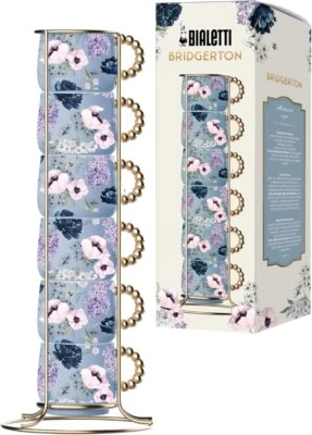 Bialetti Bridgerton Stackable Cups Set of 6 Netflix Blue Purple Espresso Tazzine - image 1 of 4