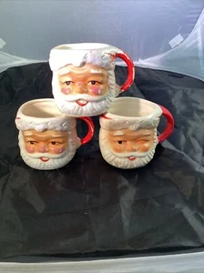 Set 3 Babbo Natale ammiccante ceramica Brinns vintage TX-747 Natale retrò - Foto 1 di 17